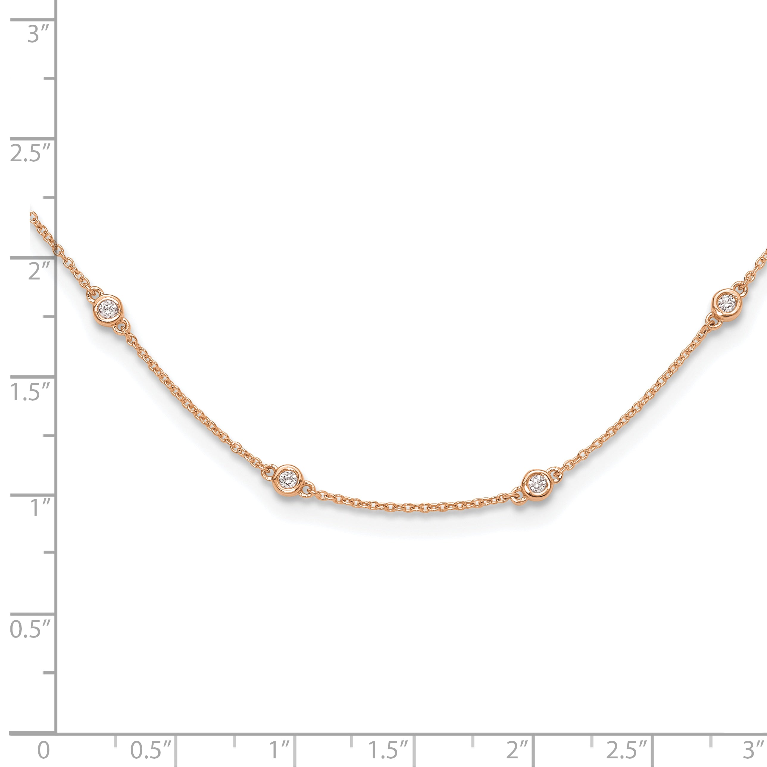 True Origin 14K Rose Gold 1/2 carat Lab Grown Diamond VS/SI  D E F  20 Station 20 Inch Necklace