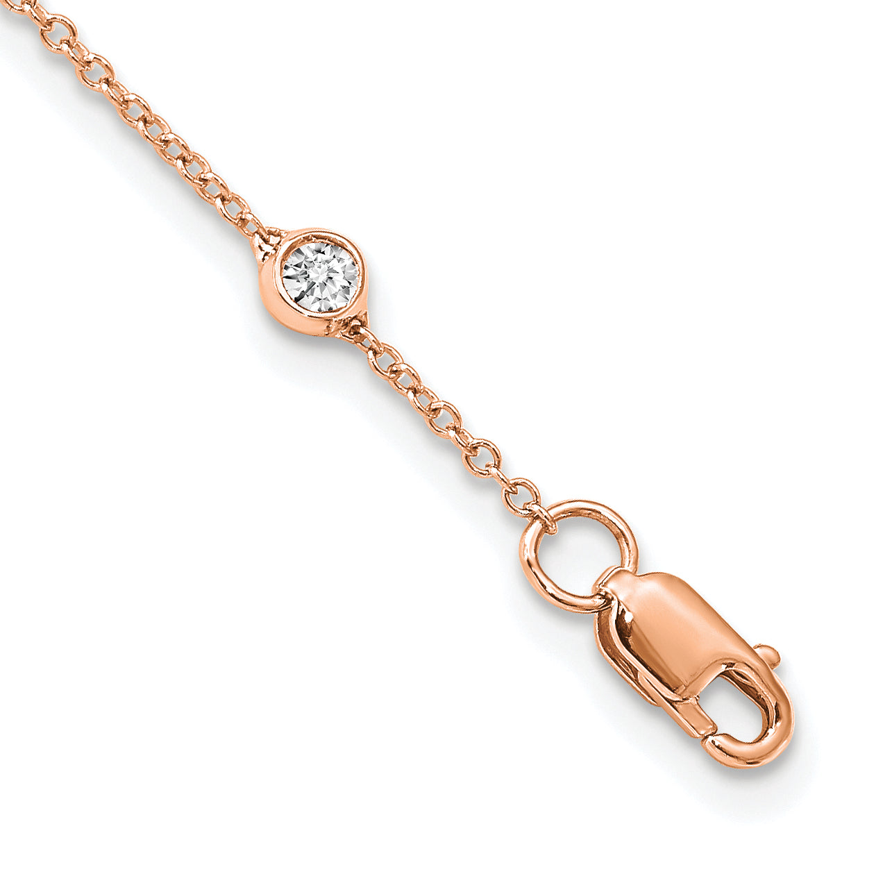 True Origin 14K Rose Gold 1 carat Lab Grown Diamond VS/SI  D E F  16 Station 16 Inch Necklace