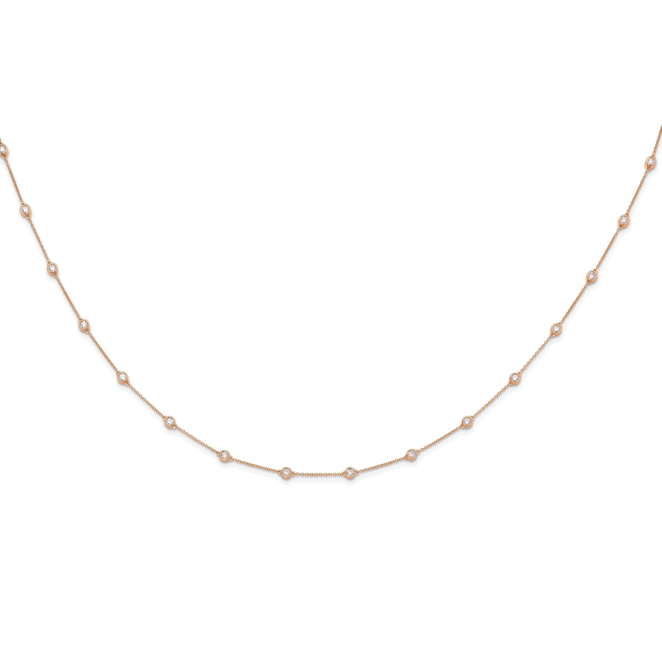 True Origin 14K Rose Gold 1 carat Lab Grown Diamond VS/SI  D E F  16 Station 16 Inch Necklace