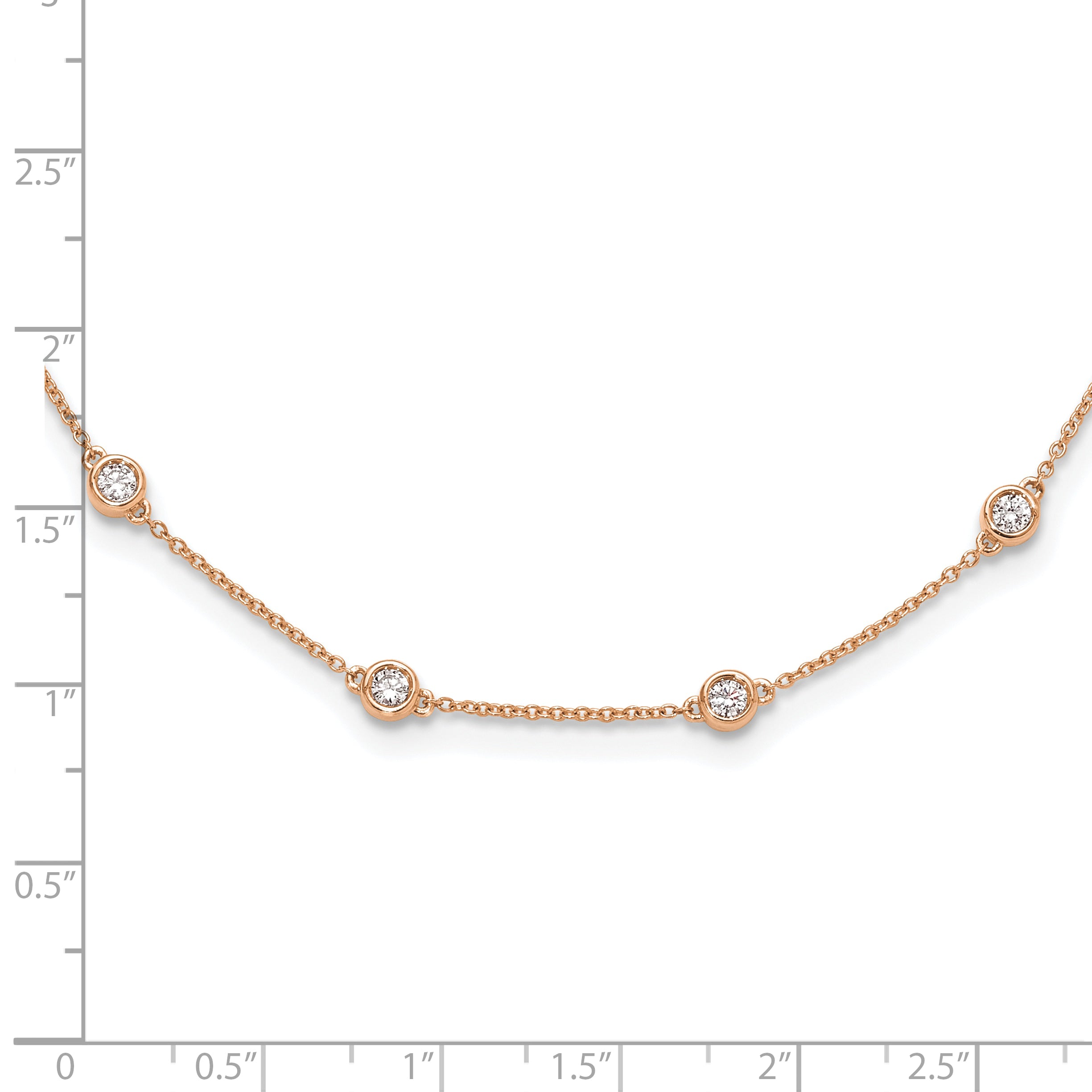 True Origin 14K Rose Gold 1 carat Lab Grown Diamond VS/SI  D E F  16 Station 16 Inch Necklace