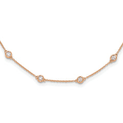 True Origin 14K Rose Gold 1 carat Lab Grown Diamond VS/SI  D E F  16 Station 16 Inch Necklace