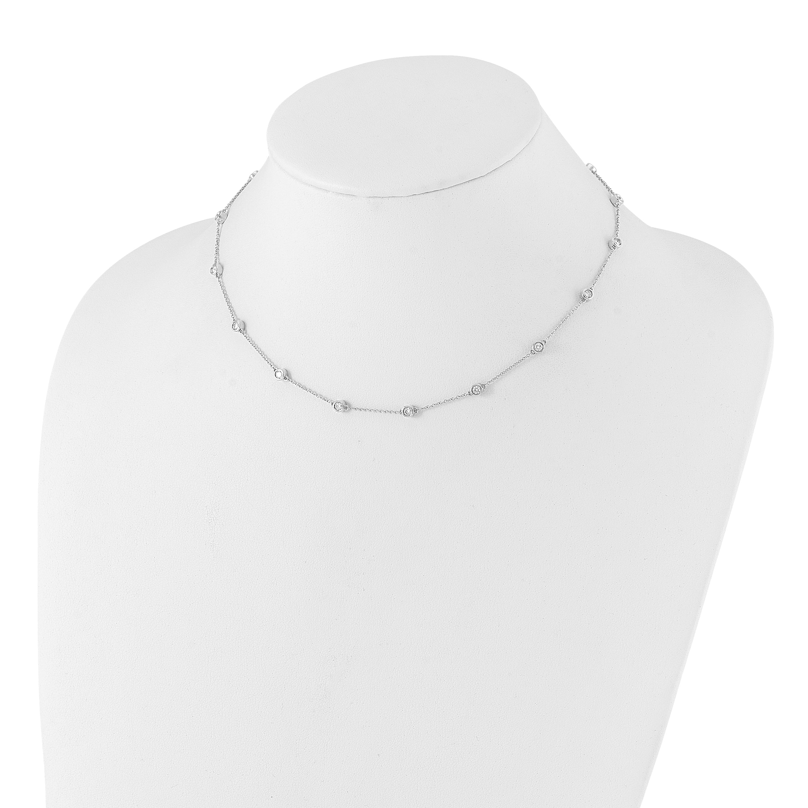 True Origin 14K White Gold 1 carat Lab Grown Diamond VS/SI  D E F  16 Station 16 Inch Necklace