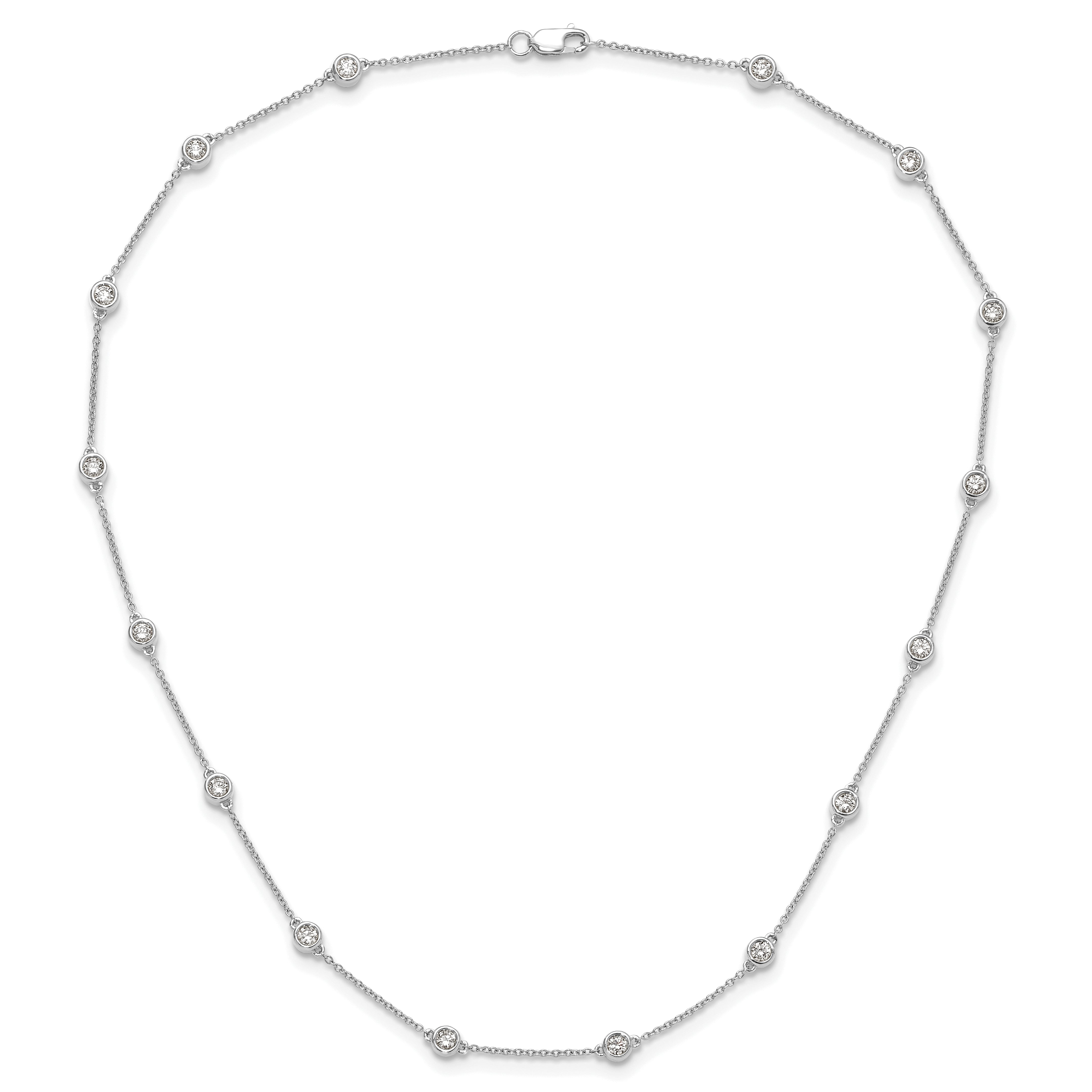 True Origin 14K White Gold 1 carat Lab Grown Diamond VS/SI  D E F  16 Station 16 Inch Necklace