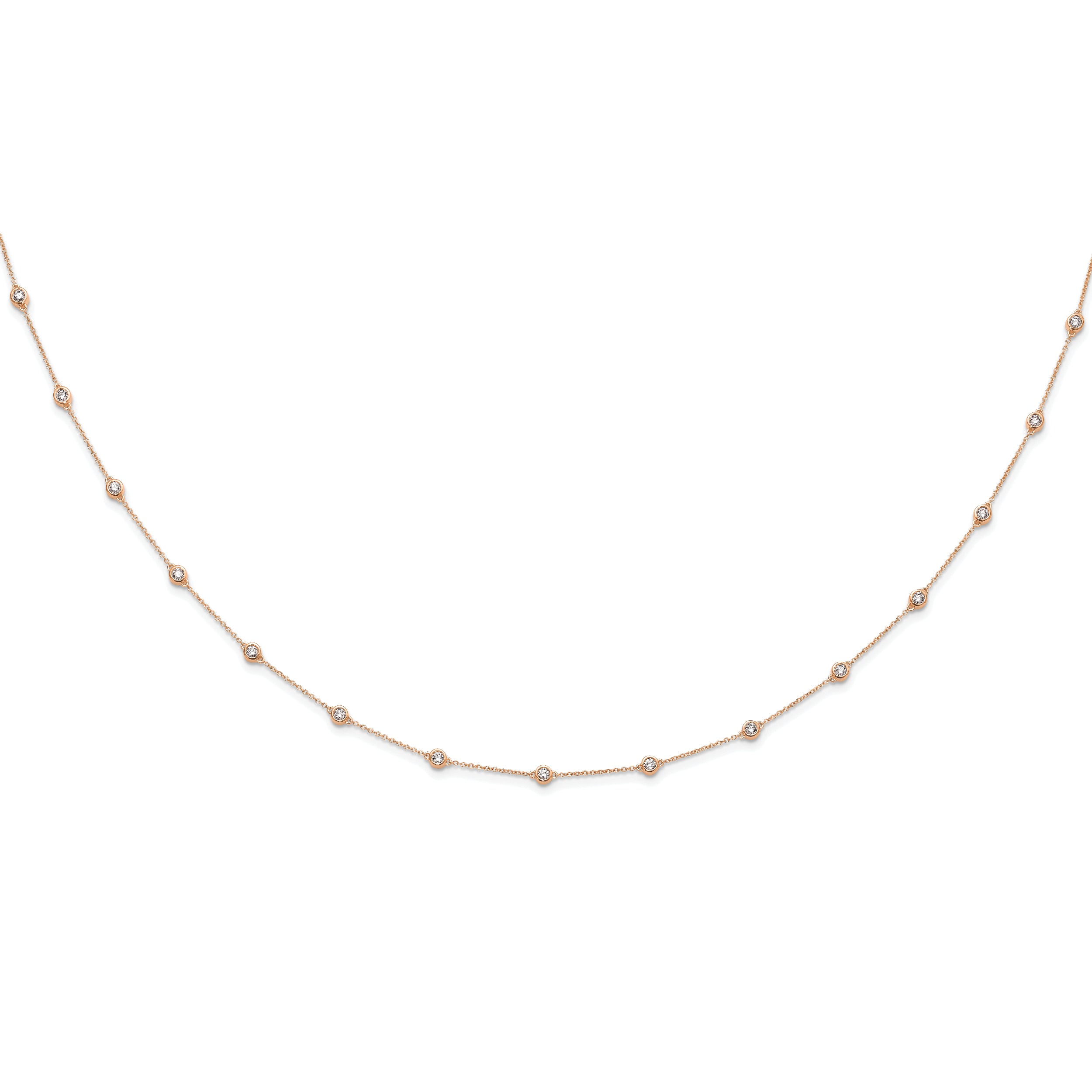 True Origin 14K Rose Gold 1 1/8 carat Lab Grown Diamond VS/SI  D E F  18 Station 18 Inch Necklace