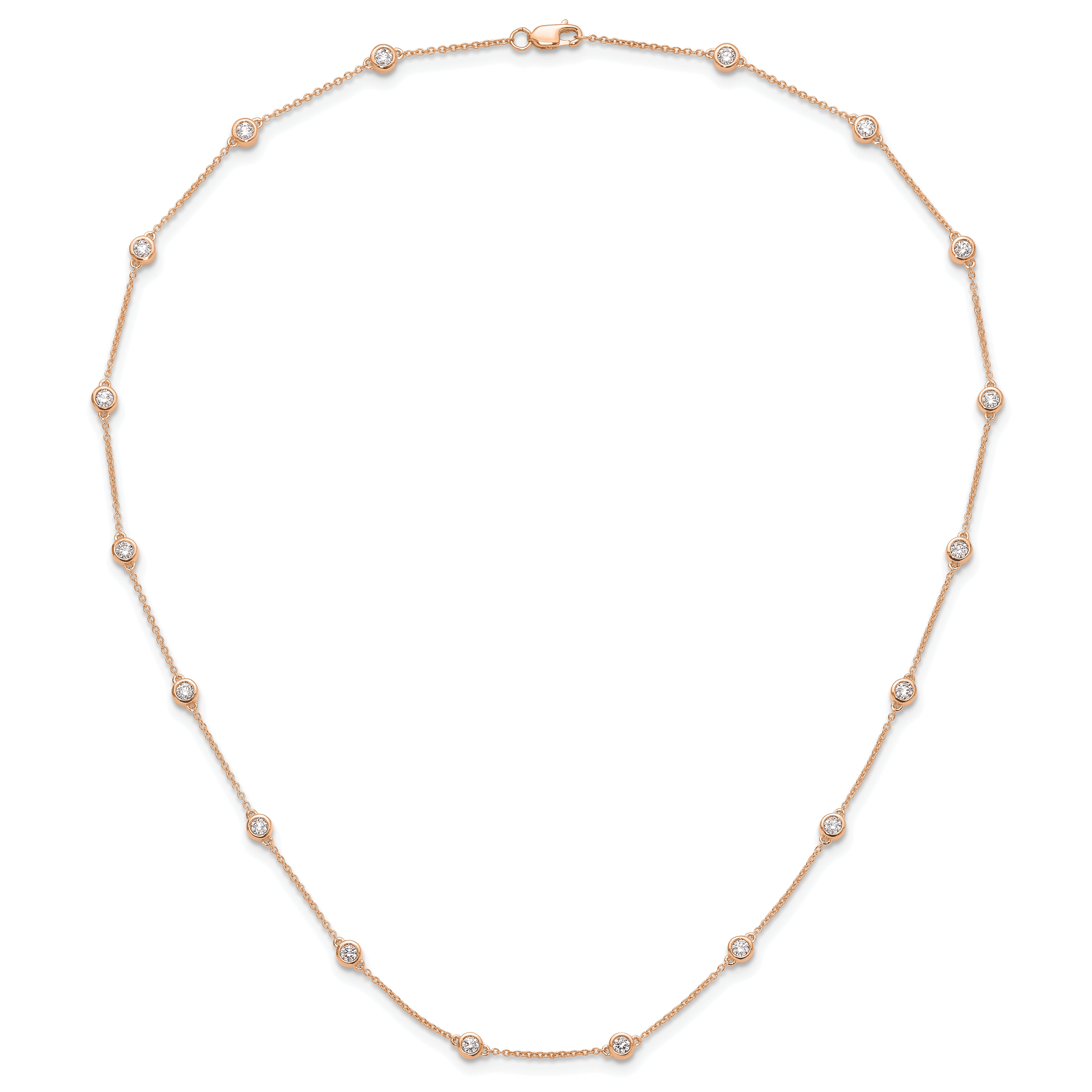 True Origin 14K Rose Gold 1 1/8 carat Lab Grown Diamond VS/SI  D E F  18 Station 18 Inch Necklace