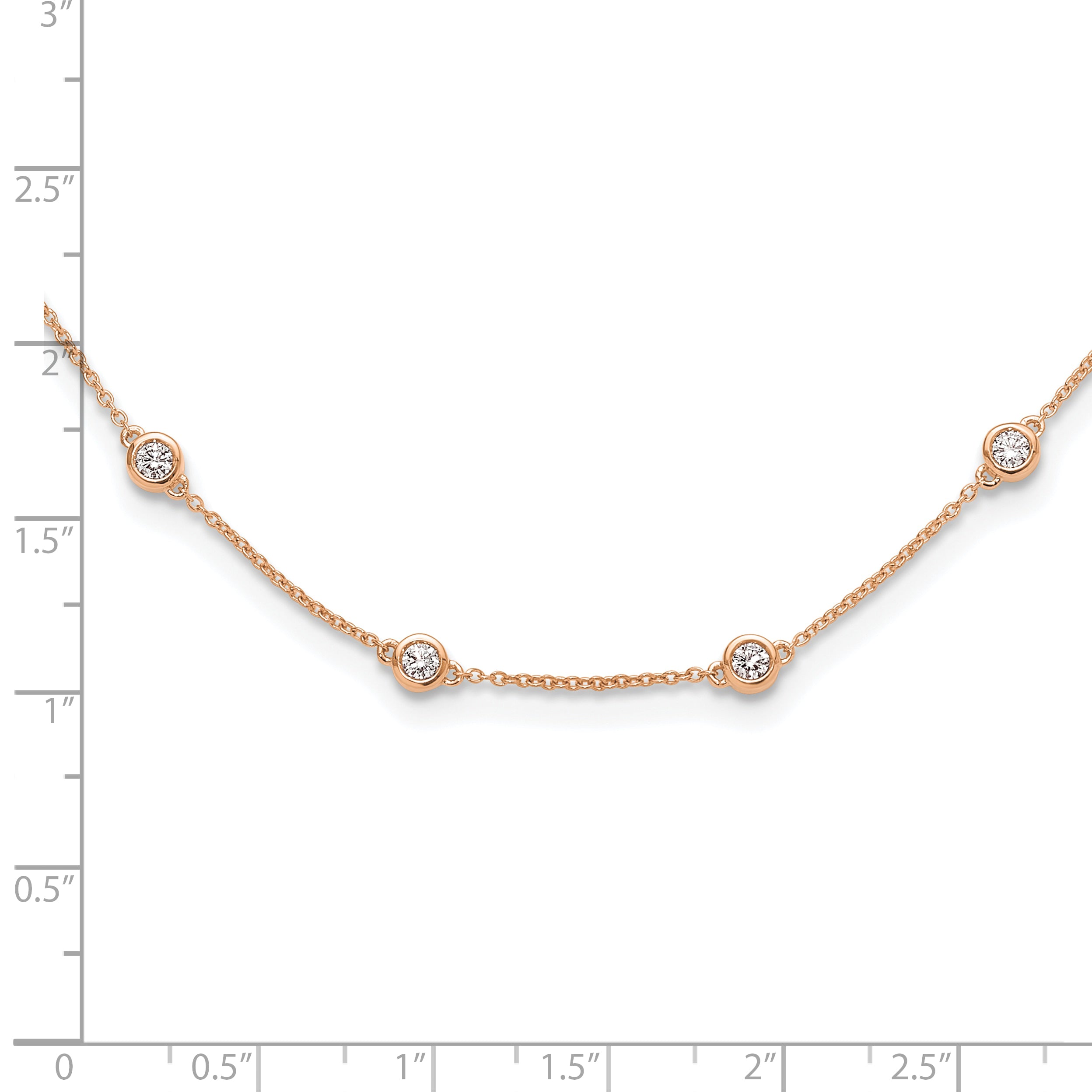 True Origin 14K Rose Gold 1 1/8 carat Lab Grown Diamond VS/SI  D E F  18 Station 18 Inch Necklace