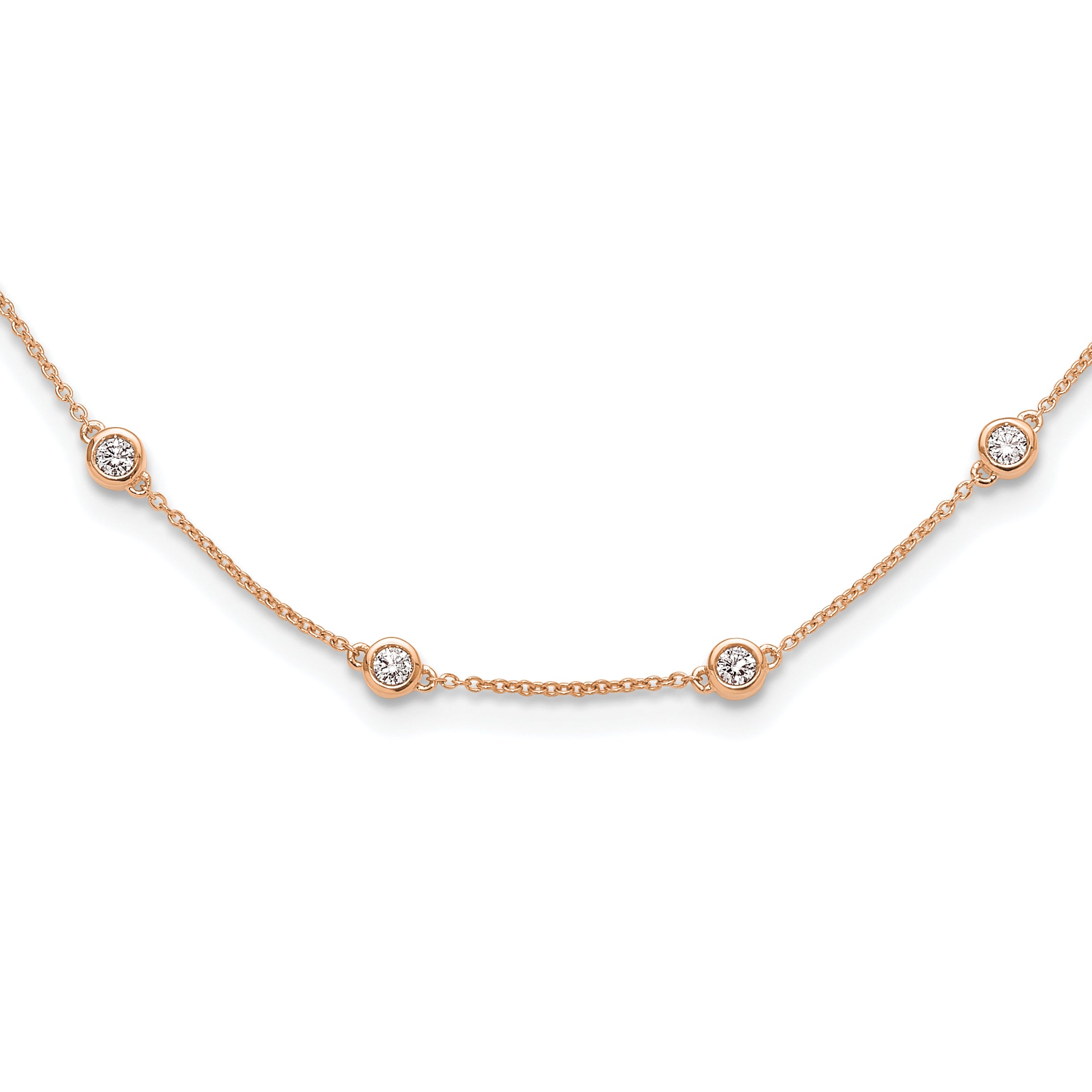 True Origin 14K Rose Gold 1 1/8 carat Lab Grown Diamond VS/SI  D E F  18 Station 18 Inch Necklace