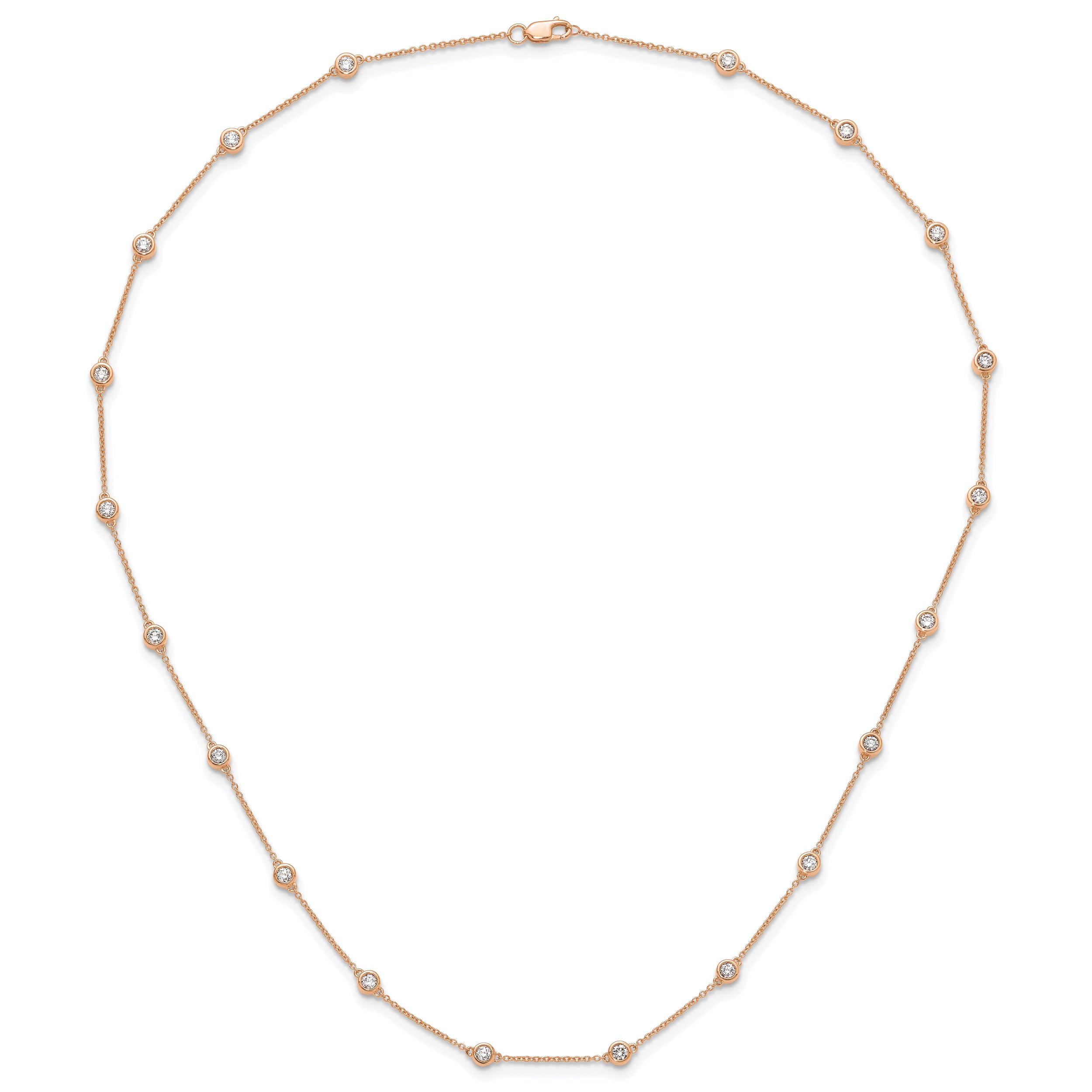 True Origin 14K Rose Gold 1 1/3 carat Lab Grown Diamond VS/SI  D E F  20 Station 20 Inch Necklace