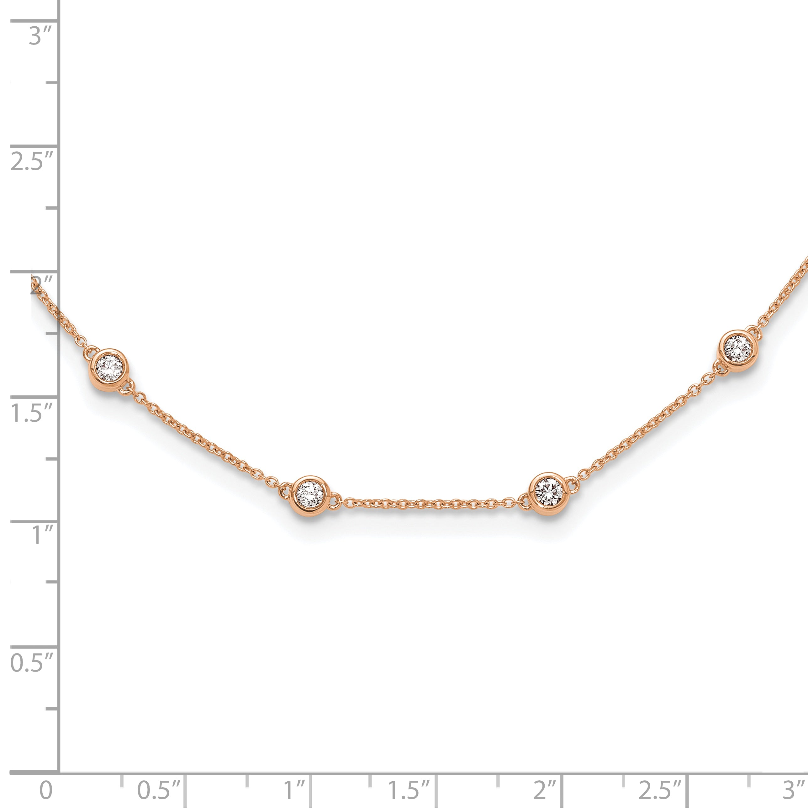 True Origin 14K Rose Gold 1 1/3 carat Lab Grown Diamond VS/SI  D E F  20 Station 20 Inch Necklace