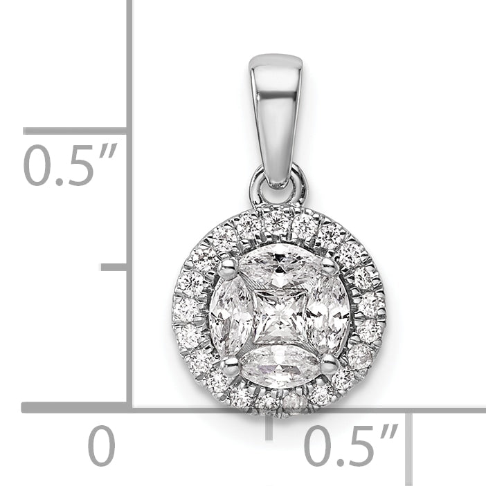 14K White Gold Lab Grown Diamond Halo Round & Marquise Pendant