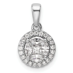 14K White Gold Lab Grown Diamond Halo Round & Marquise Pendant