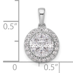 14K White Gold Lab Grown Diamond Halo Round & Marquise Pendant