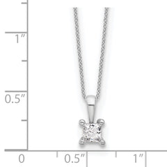 14k White Gold Lab Grown Diamond VS/SI GH 4 Prong Princess Pendant w/ Ch