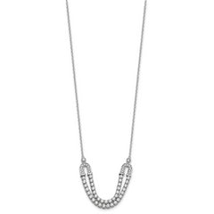 14K White Gold Lab Grown Diamond U Layered Stone Necklace