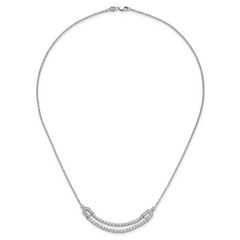 14K White Gold Lab Grown Diamond U Layered Stone Necklace