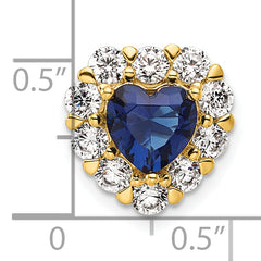 14K Lab Grown Diamond & Cr Sapphire Halo Heart Chain Slide