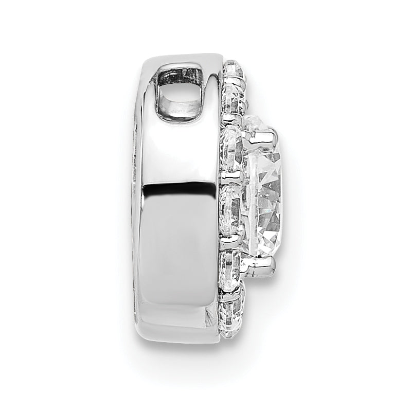 14K White Gold Lab Grown Diamond VS/SI GH, Round Halo Chain Slide