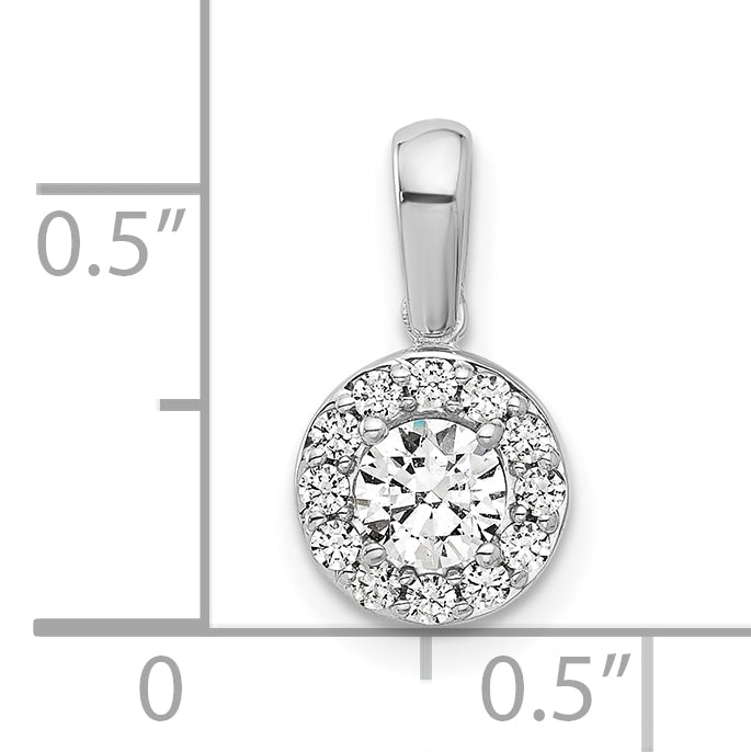 14K White Gold Lab Grown Diamond VS/SI GH, Round Halo Pendant