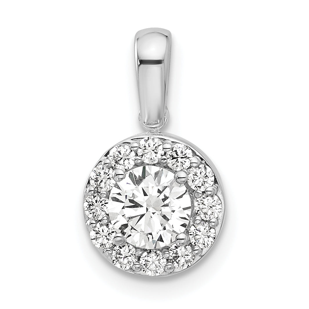 14K White Gold Lab Grown Diamond VS/SI GH, Round Halo Pendant