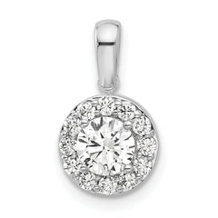 14K White Gold Lab Grown Diamond VS/SI GH, Round Halo Pendant