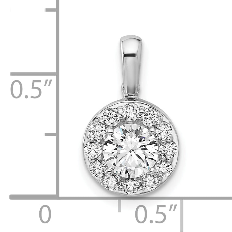 14K White Gold Lab Grown Diamond VS/SI GH, Round Halo Pendant