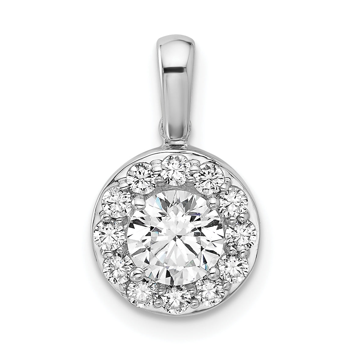 14K White Gold Lab Grown Diamond VS/SI GH, Round Halo Pendant