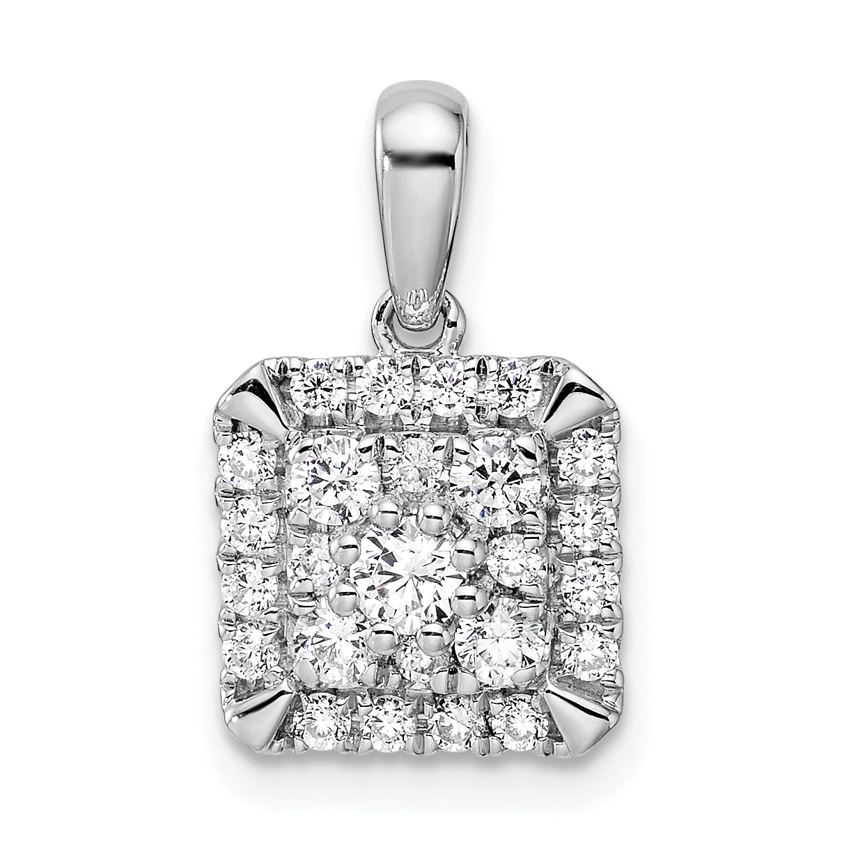 14K White Gold Lab Grown Diamond VS/SI GH, Square Pendant