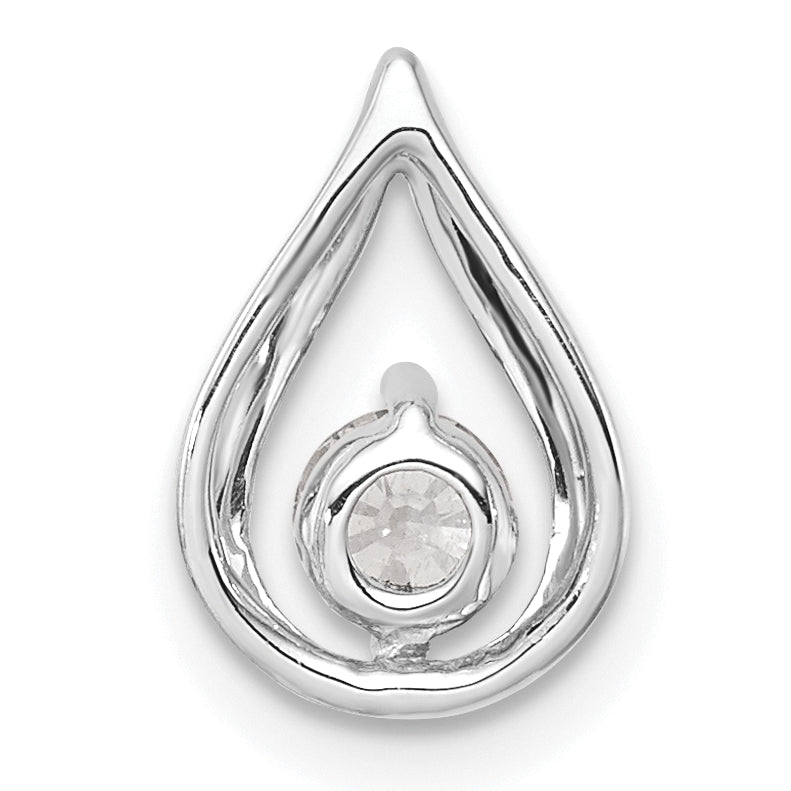 14K White Gold Lab Grown Diamond Teardrop Chain Slide