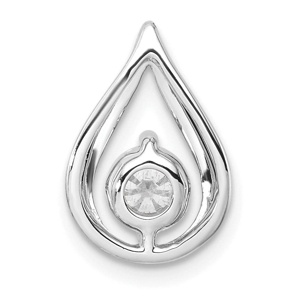 14K White Gold Lab Grown Diamond Teardrop Chain Slide