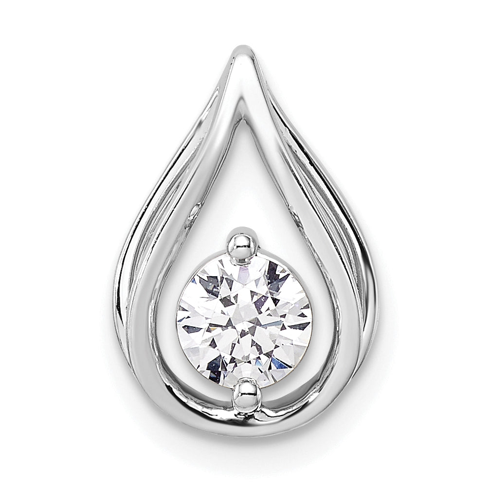 14K White Gold Lab Grown Diamond Teardrop Chain Slide