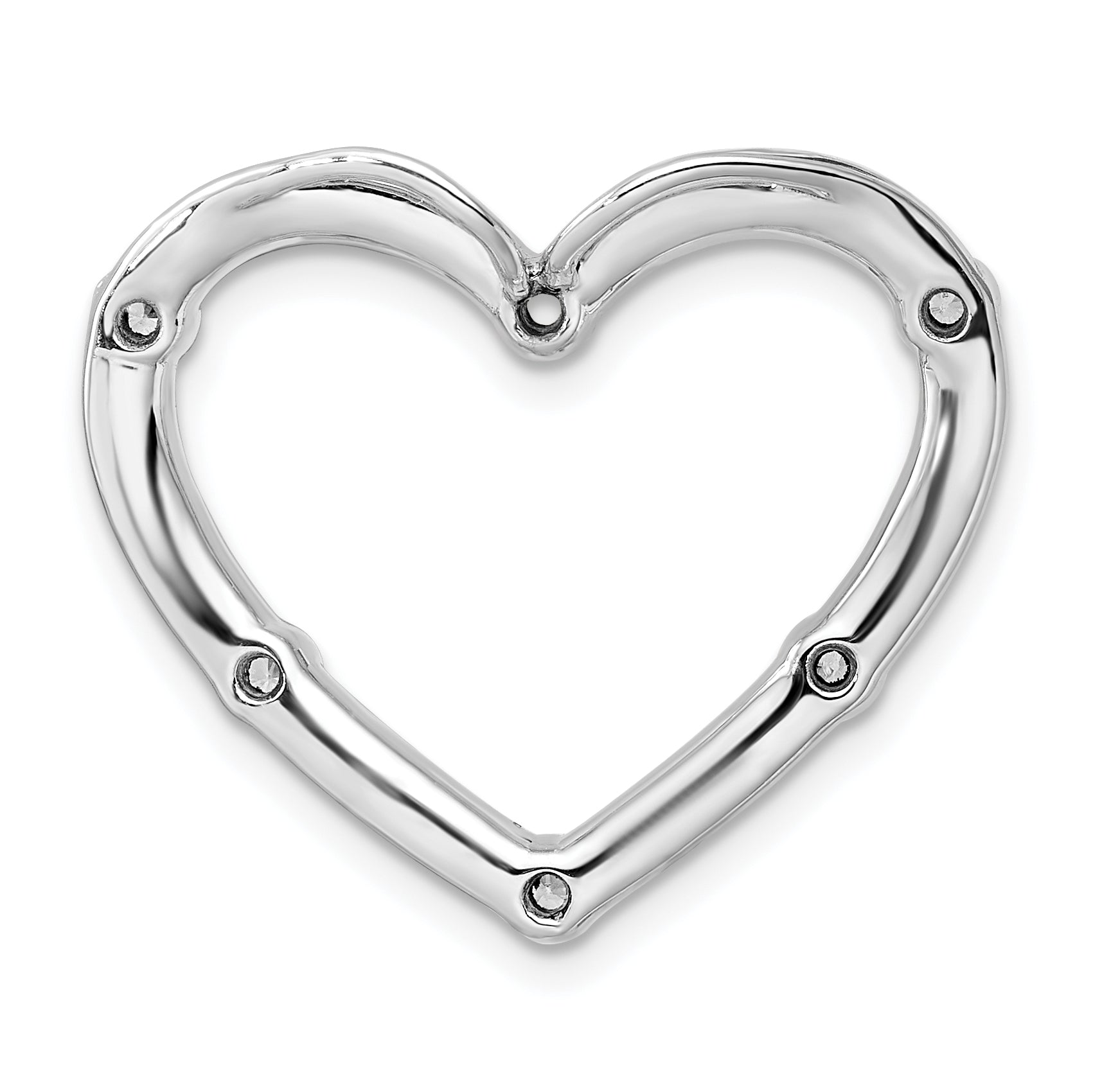 14K White Gold Lab Grown Diamond Open Heart Chain Slide