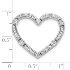 14K White Gold Lab Grown Diamond Open Heart Chain Slide