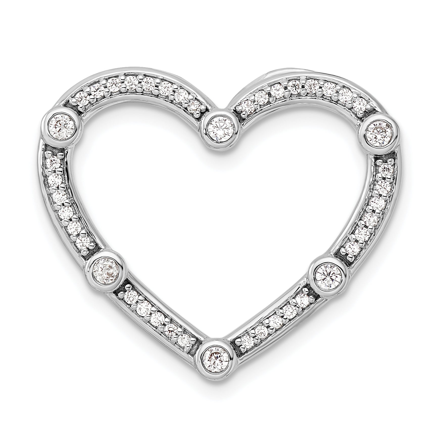 14K White Gold Lab Grown Diamond Open Heart Chain Slide