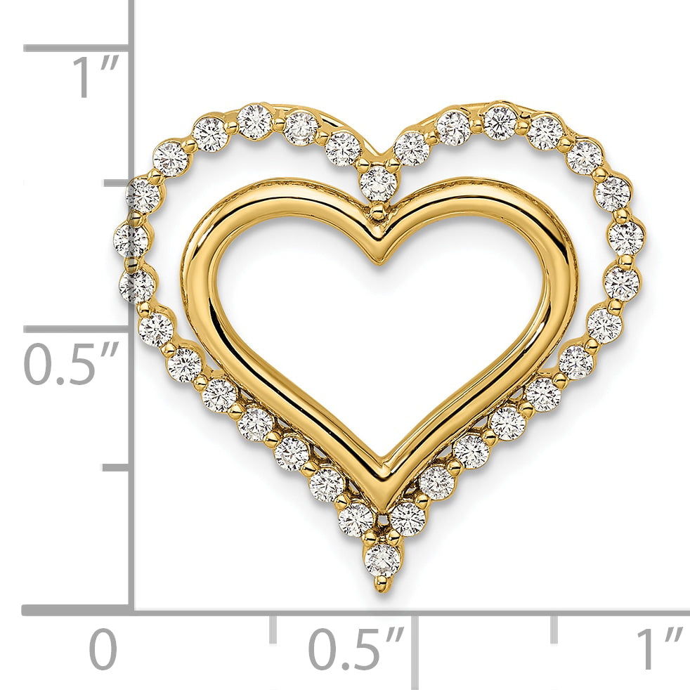 14K Lab Grown Diamond VS/SI GH, Double Heart Chain Slide