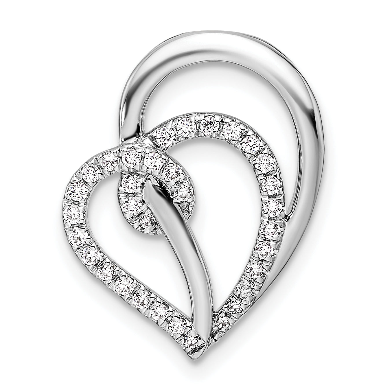 14K White Gold Lab Grown Diamond VS/SI GH, Swirl Heart Chain Slide