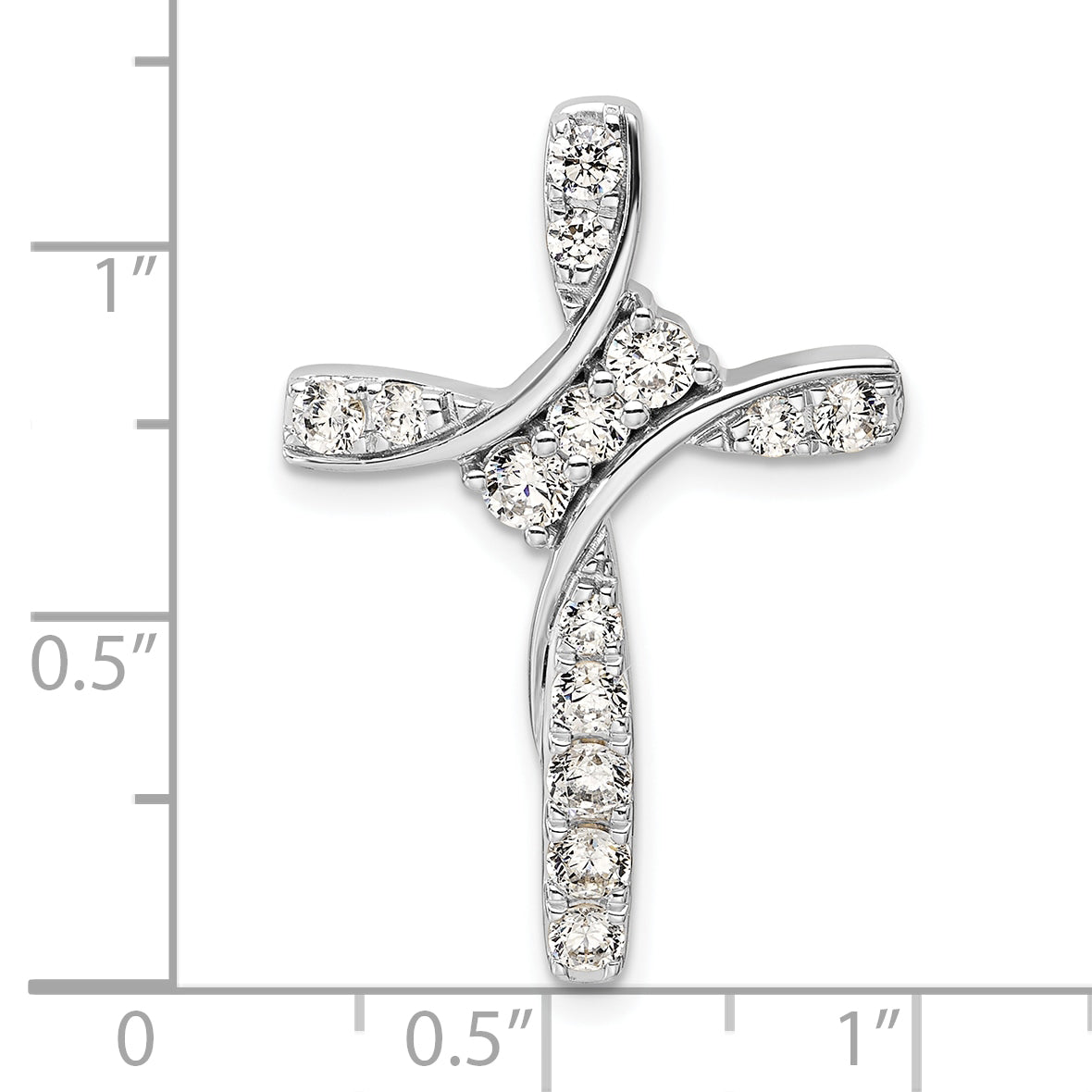 14K White Gold Lab Grown Diamond VS/SI GH, Cross Chain Slide