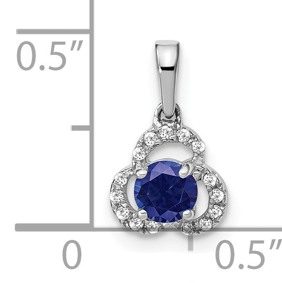 10k White Gold Created Sapphire and Diamond Pendant