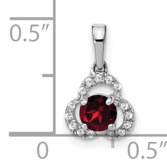 10k White Gold Garnet and Diamond Pendant