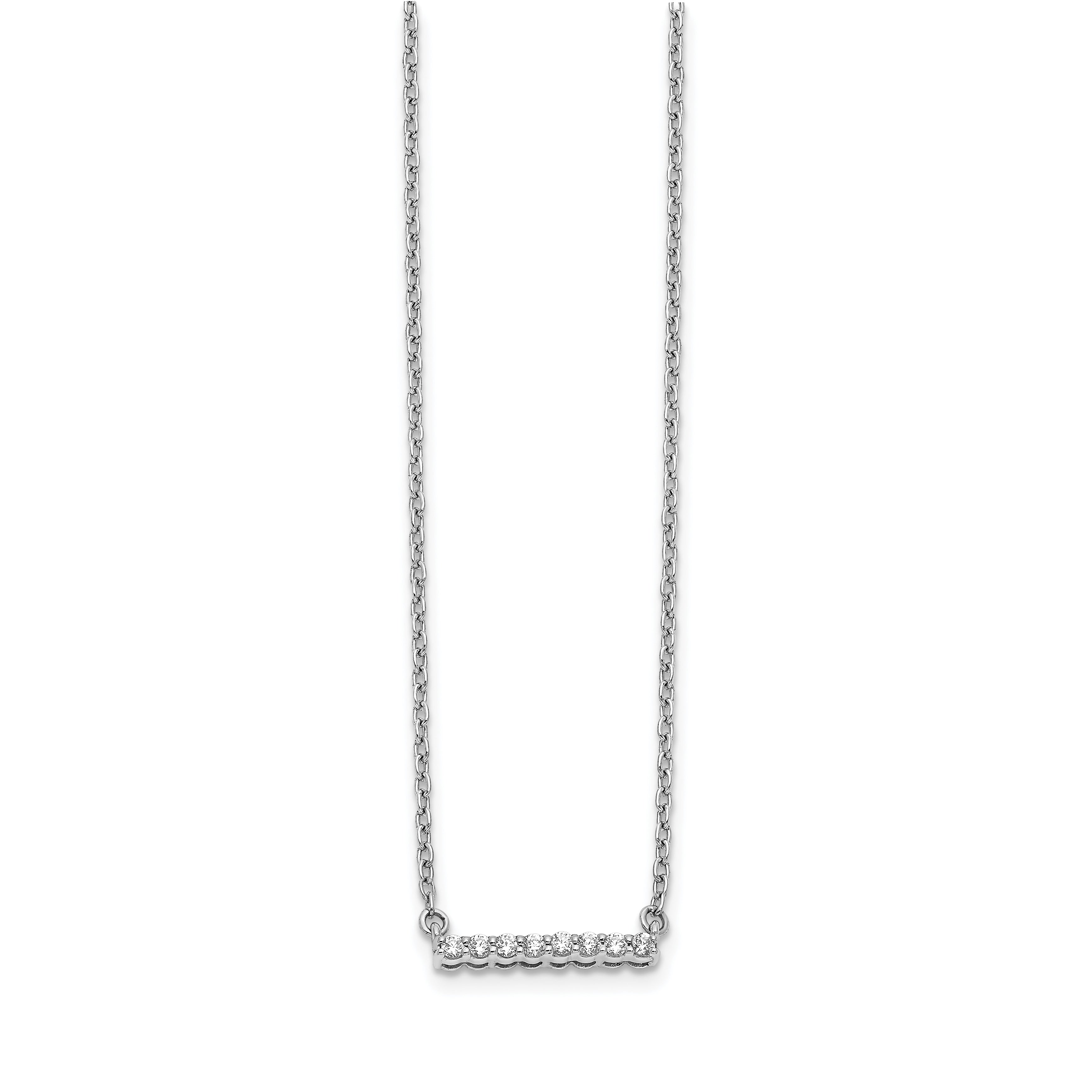 10k White Gold Diamond Bar 18 inch Necklace