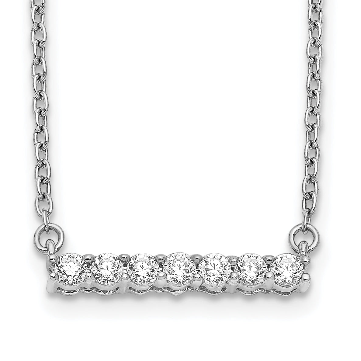 10k White Gold Diamond Bar 18 inch Necklace