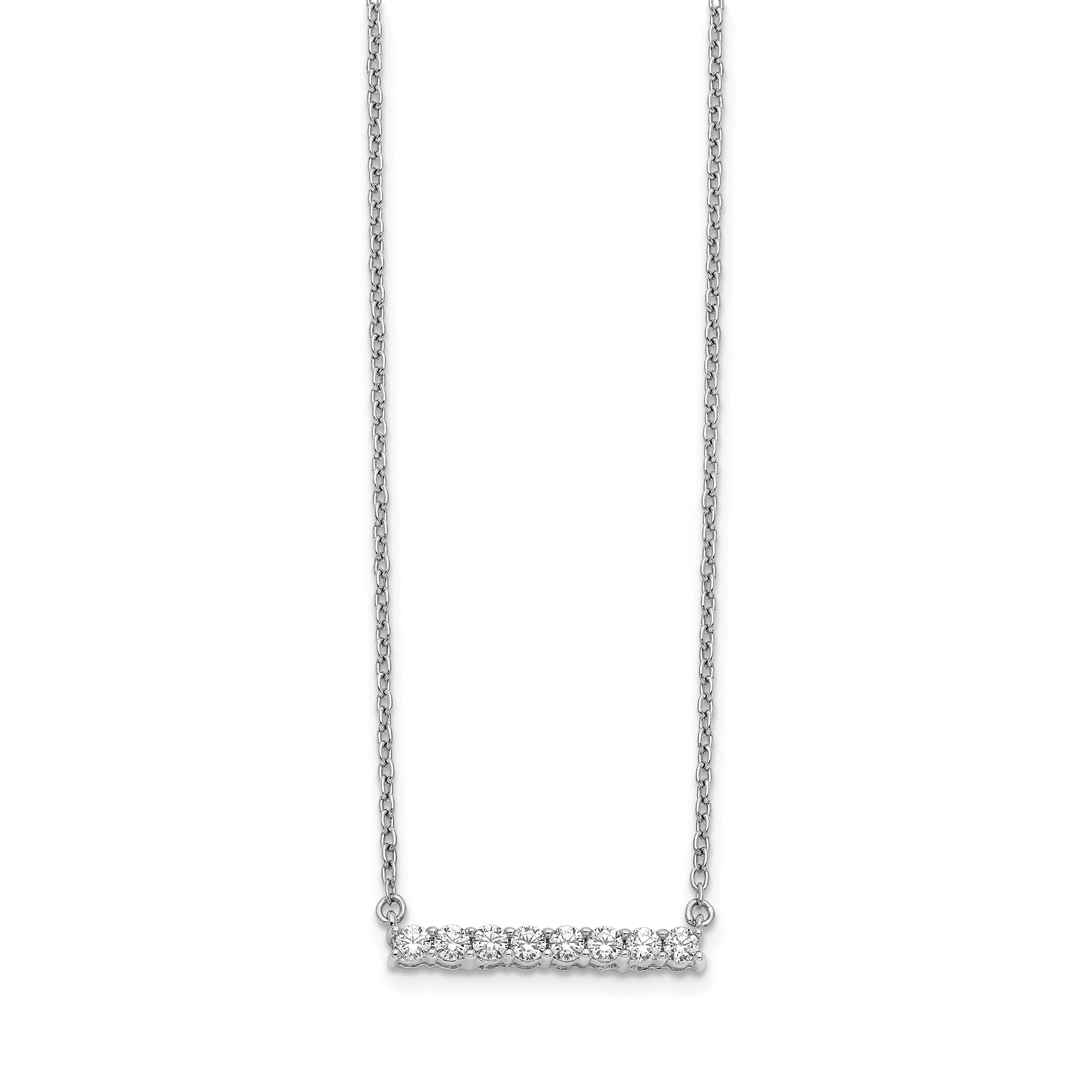 10k White Gold Diamond Bar 18 inch Necklace