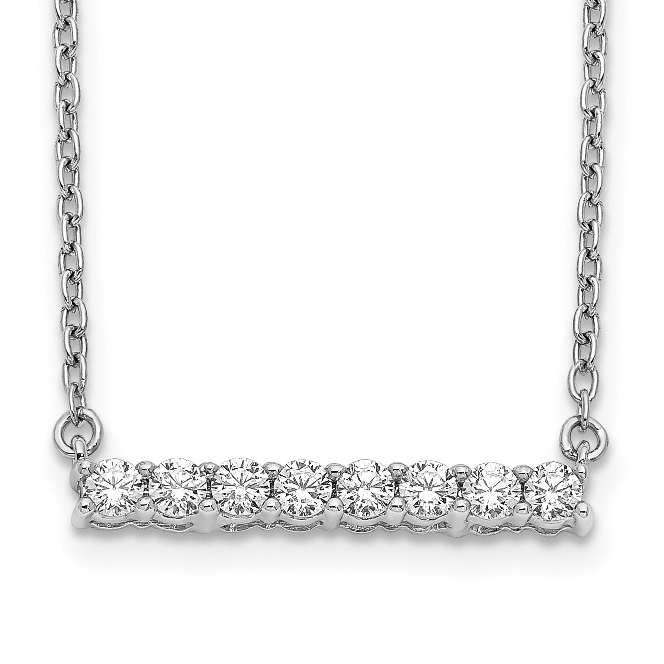 10k White Gold Diamond Bar 18 inch Necklace