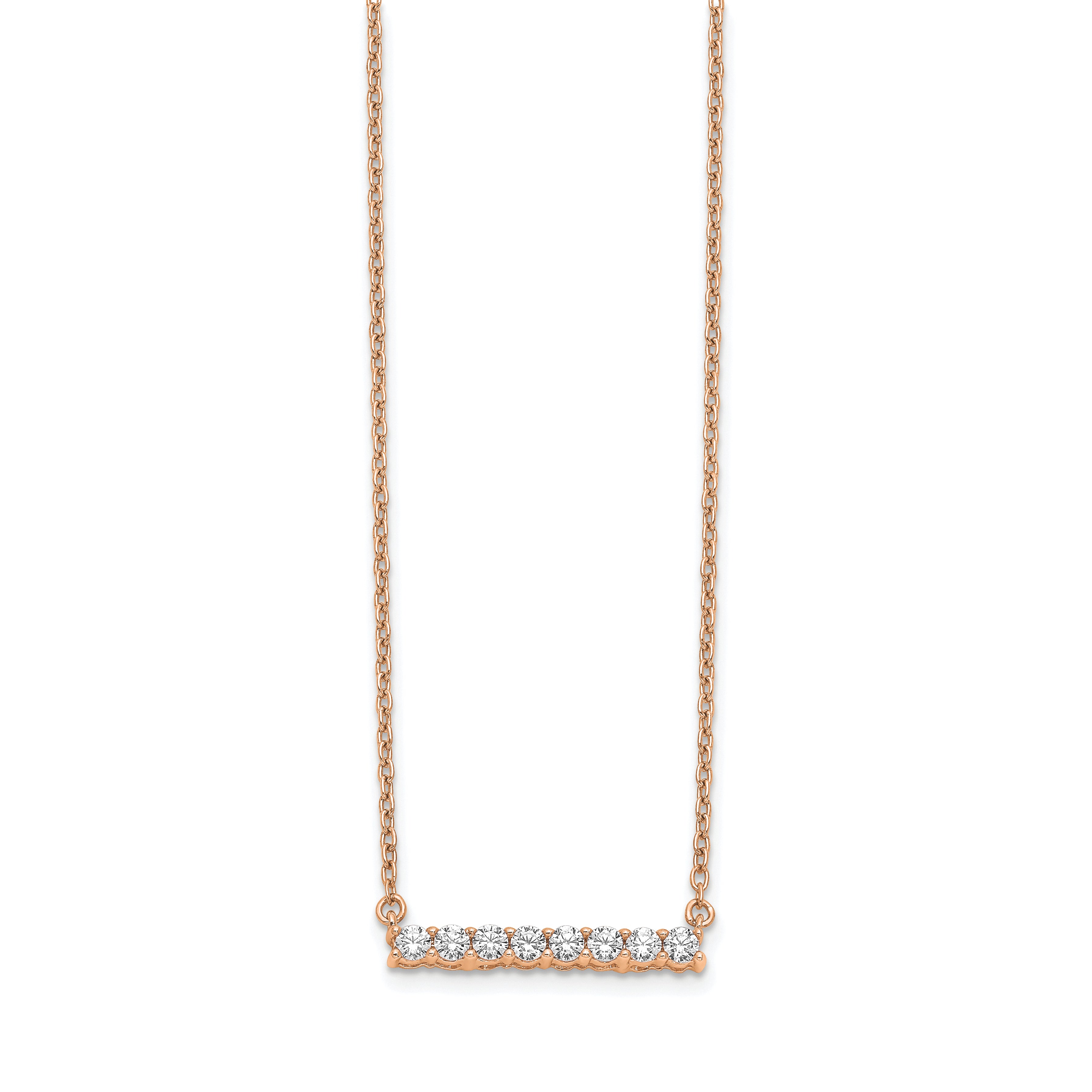 14K Rose Gold Lab Grown Diamond Bar 18 inch Necklace