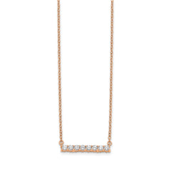 14K Rose Gold Lab Grown Diamond Bar 18 inch Necklace