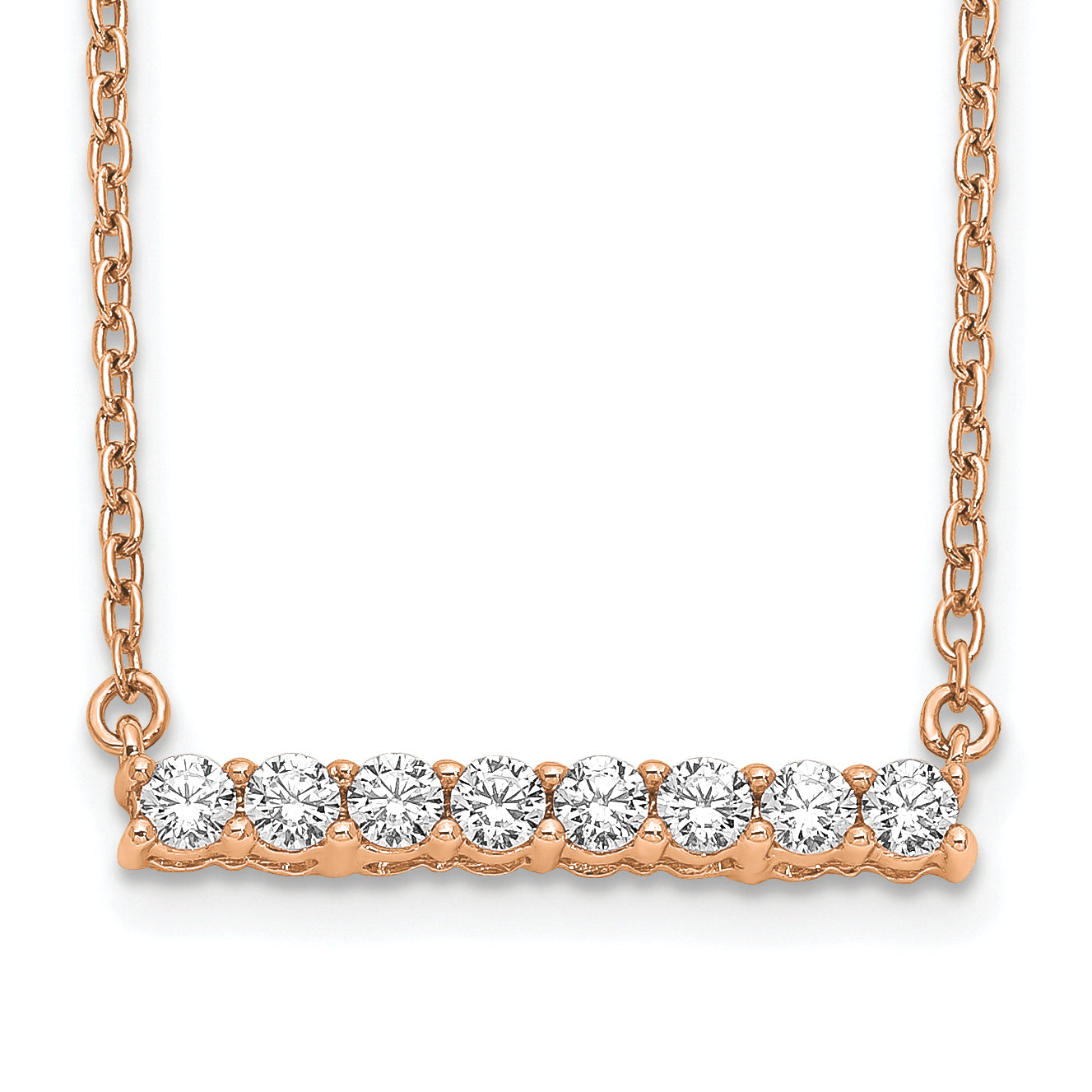 14K Rose Gold Lab Grown Diamond Bar 18 inch Necklace