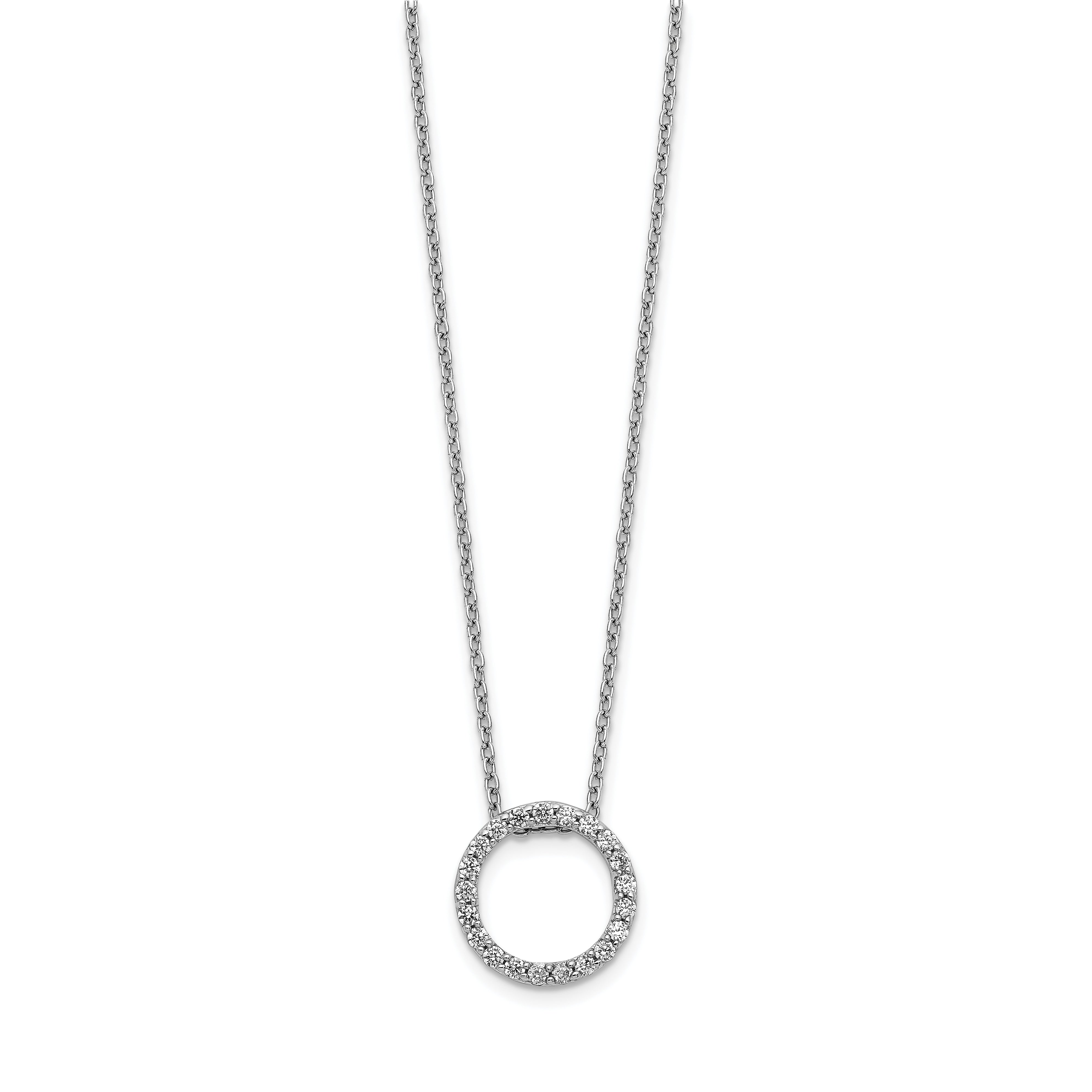 10k White Gold Diamond Circle 18 inch Necklace