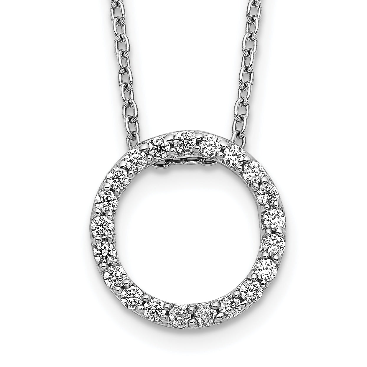 10k White Gold Diamond Circle 18 inch Necklace