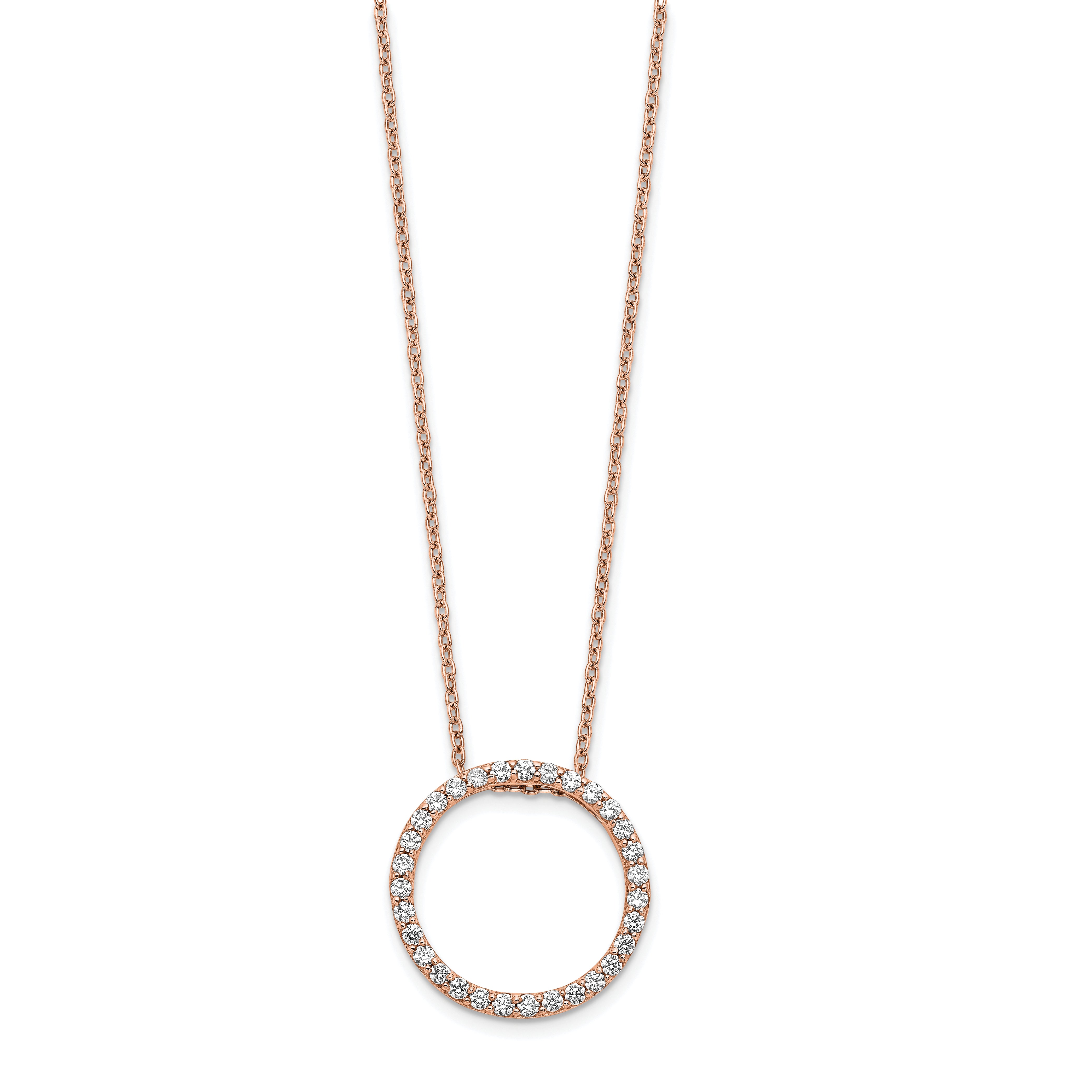 14K Rose Gold Lab Grown Diamond VS/SI GH, Circle Necklace