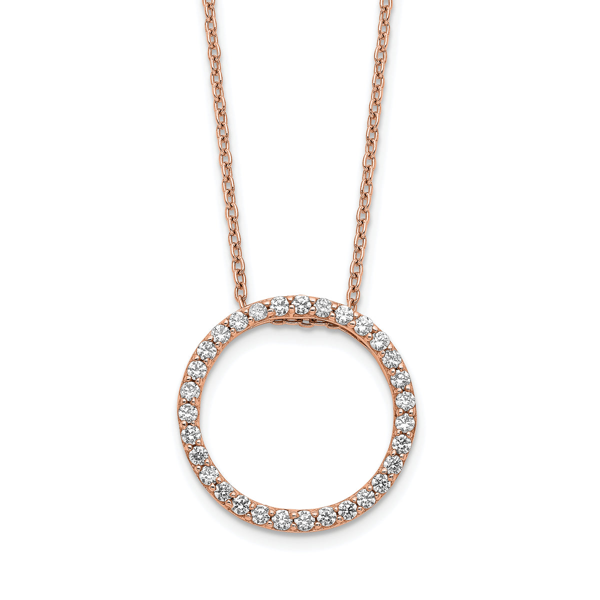 14K Rose Gold Lab Grown Diamond VS/SI GH, Circle Necklace