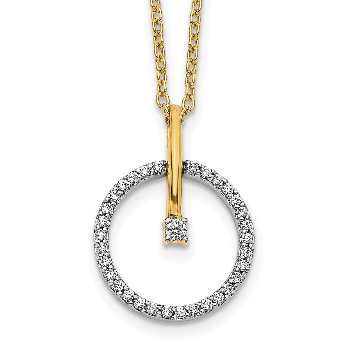 14K Two-Tone Lab Grown Diamond Circle 18 inch Necklace